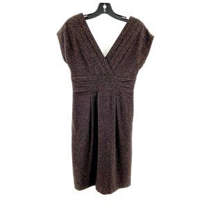 Banana Republic Silk Wool Blend Brown Tweed Sleeveless Pleated Career Dress 4P